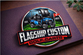 design a modern custom golf cart logo and sports badge