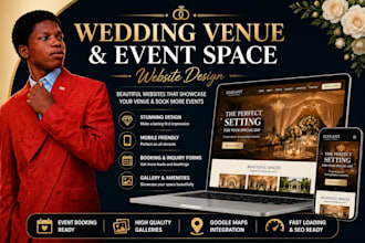 wedding venue website, event hall website design, wedding booking website,