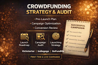 do full crowdfunding campaign audit, campaign optimization for kickstarter