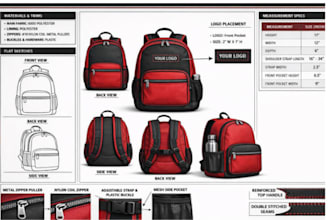 design handbag, duffel bag, backpack and luggage tech pack for production