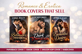 design high converting romance book cover, erotica, kindle, KDP cover design