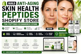 build anti aging skin health peptides shopify store for peptides ecommerce store