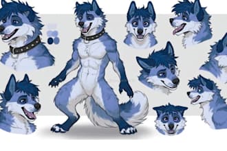 draw dynamic furry or fursona illustration with custom background