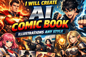 create ai comic book, illustrations any style