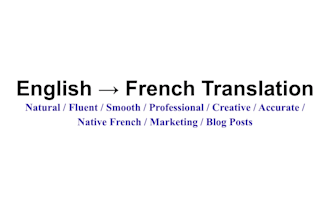 translate english to french with perfect grammar and native style