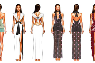 create professional fashion cad and technical flat drawings