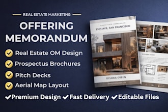design commercial real estate offering memorandum, prospectus brochure, om flyer