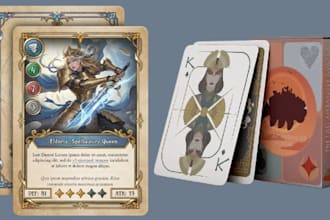 design playing card game, trading cards, tcg, card box, flash cards, card game