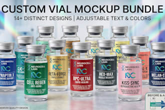design premium peptide label design vial label, product label 3d mockup