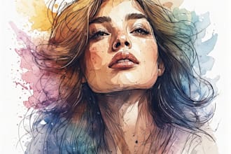 draw a sketchy watercolor portrait