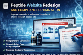 peptide website redesign compliance audit policy fix optimization