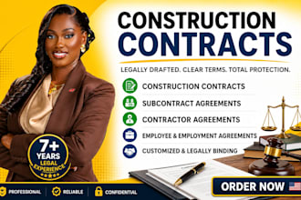 draft construction contracts, subcontracts, legal doc, and contractor agreements