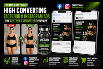 setup optimize facebook ads instagram ads for fat loss weight loss peptide store