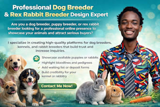 create dog breeder website, kennel website and rabbit breeder website