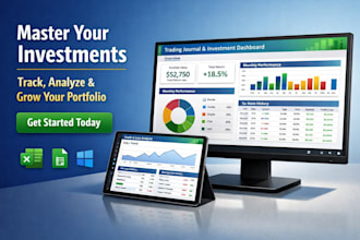design automated excel trading, investment and stock journal log with dashboard