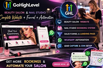 design gohighlevel beauty salon website ghl nail studio booking ghl automation