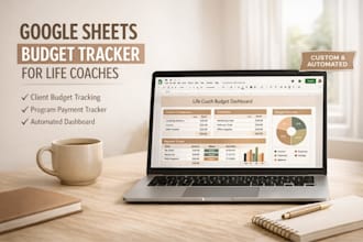 create google sheets budget tracker for life coaches clients  and programs