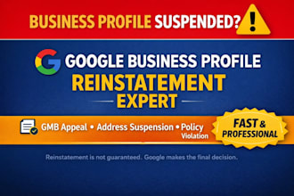 fix google my business, rejected appeal reinstate my business profile suspended