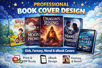 design beautiful fantasy, typographic, children book covers for amazon KDP print
