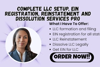 do complete llc setup, ein registration, reinstatement and dissolution services