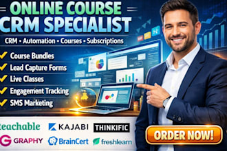 setup online course CRM teachable kajabi thinkific graphy braincert freshlearn
