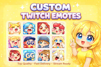 design custom twitch emotes, youtube emojis, kick and streamer emotes