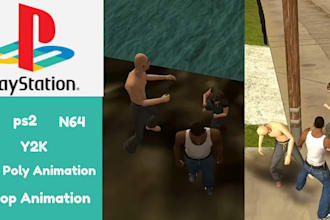 create retro 3d ps1 ps2 psx lowpoly characters, animation for games and vtubers