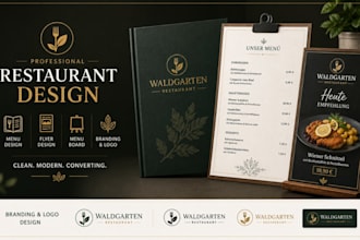 german digital restaurant menu food flyer menu board restaurant branding logo