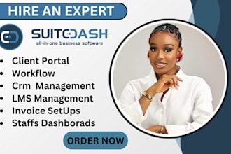 setup suitedash client portal, crm, automation, workflow and project management