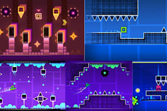 do a professional geometry dash ,layout, decorate level feature in geometry dash