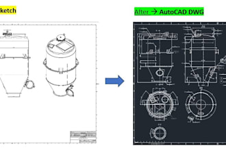 convert PDF, sketch, or image to autocad dwg 2d drawing