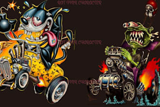 do classic car, monster truck, jdm livery,vintage tshirt logo,ratfink car,vector