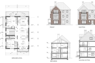 create 2d architectural drawings 2d floor plan drawings, elevation and sections