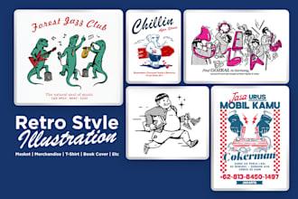 design custom vintage retro illustration