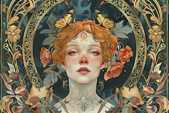 create illustrations in art nouveau style