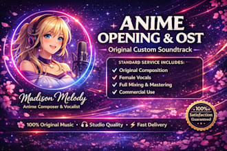 compose original anime style song, anime ost, anime opening or closing song