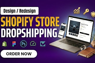 design automated shopify store, ecommerce UI template, dashboard mockup and ui