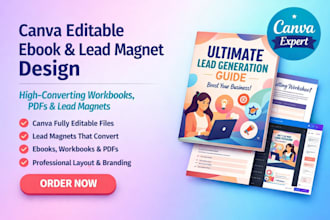 do ebook design lead magnet workbook and PDF to canva editable ebbook design