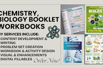 develop educational booklets and workbook, for science, math and english