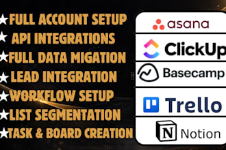build and automate basecamp, clickup, trello, asana for your project management