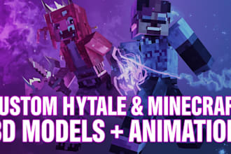 do custom 3d model and animation for you hytale minecraft game vfx