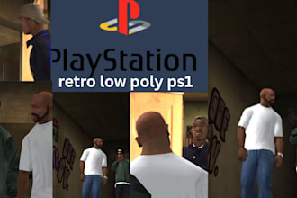 create ps1 ps2 psx style lowpoly animation, retro 3d music video and game loops
