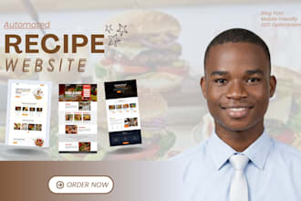 make automated recipe website food blog site catering website restaurant website