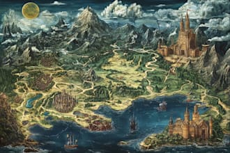 design printable 2d board game map, fantasy battlemap