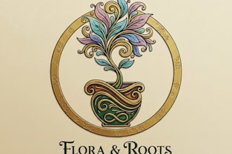 l design a beautiful and unique flower pot logo for your brand