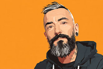 design awesome vector vexel art cartoon portrait