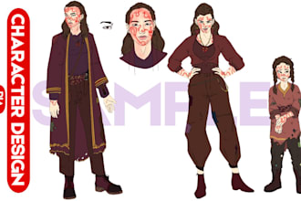 draw custom anime manga character design sheet turnaround oc
