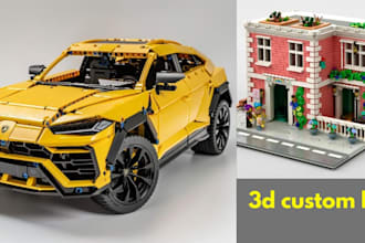 design 3d lego model, lego car, xml part list file, lego mocs, lego instructions