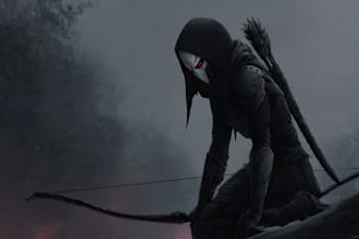 draw illustration of dark fantasy, manga, dnd, medieval art