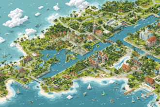 draw custom travel illustrated vector map design